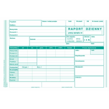 Raport dzienny pracy sprzętu A5 790-3
